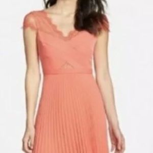 BCBG Madalena Cross-Bodice Pleated Gown